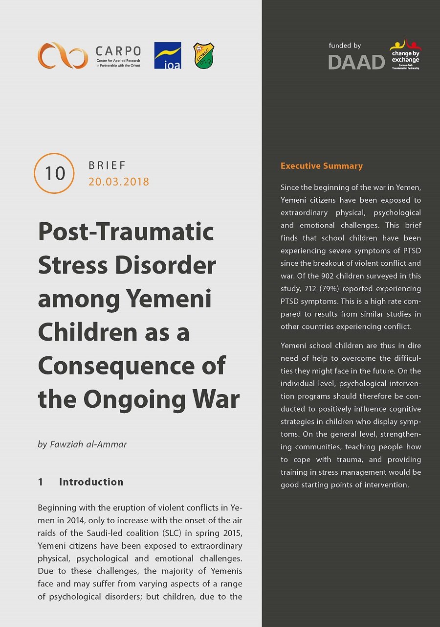 Post-Traumatic Stress Disorder among Yemeni Children as a Consequence of the Ongoing War