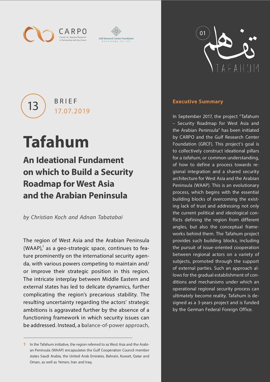 Tafahum – An Ideational Fundament for West Asia and the Arabian Peninsula