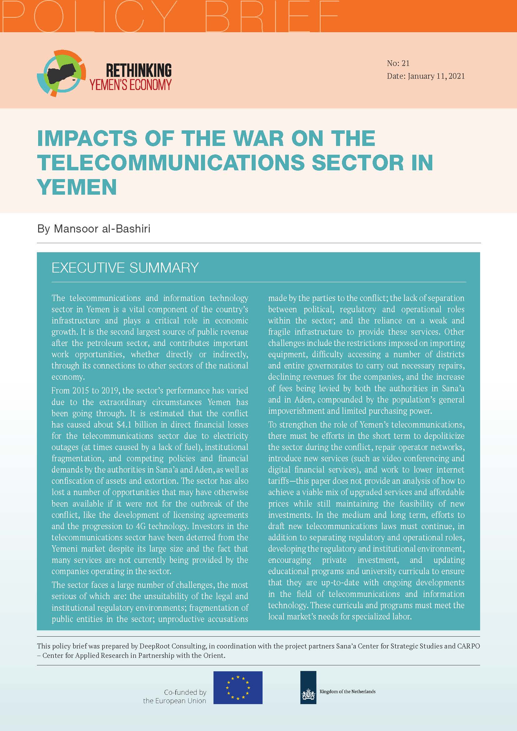 Impacts of the War on the Telecommunications Sector in Yemen